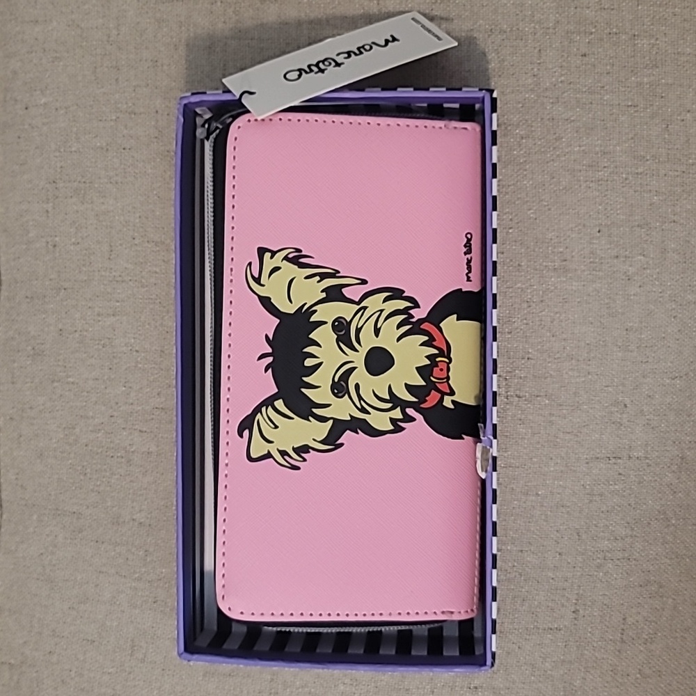 Marc Tetro Pink Yorkie Dog Wallet NWT in Box